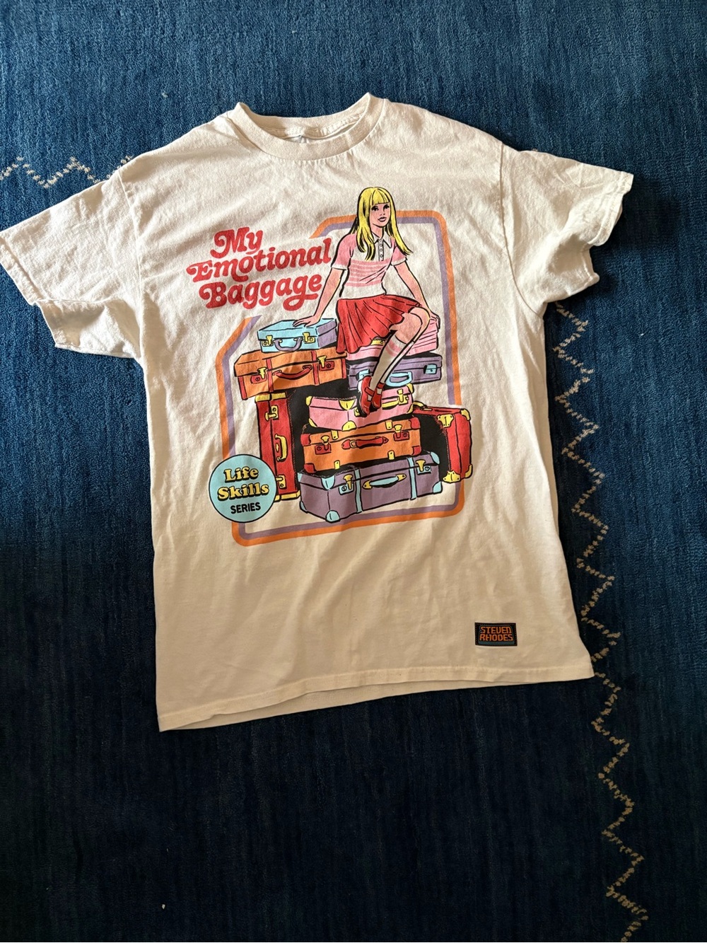 Steven Rhodes White "My Emotional Baggage" Graphic Tee